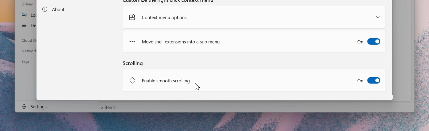 Smooth Scrolling Setting