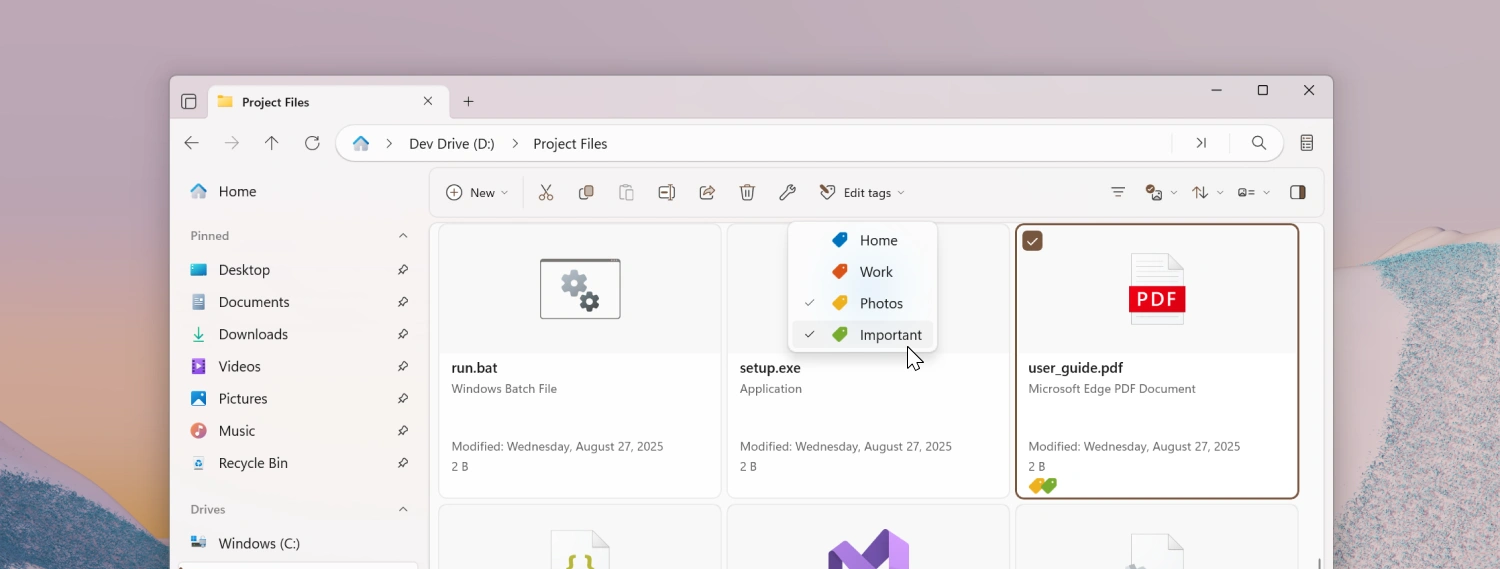 Edit tags toolbar button